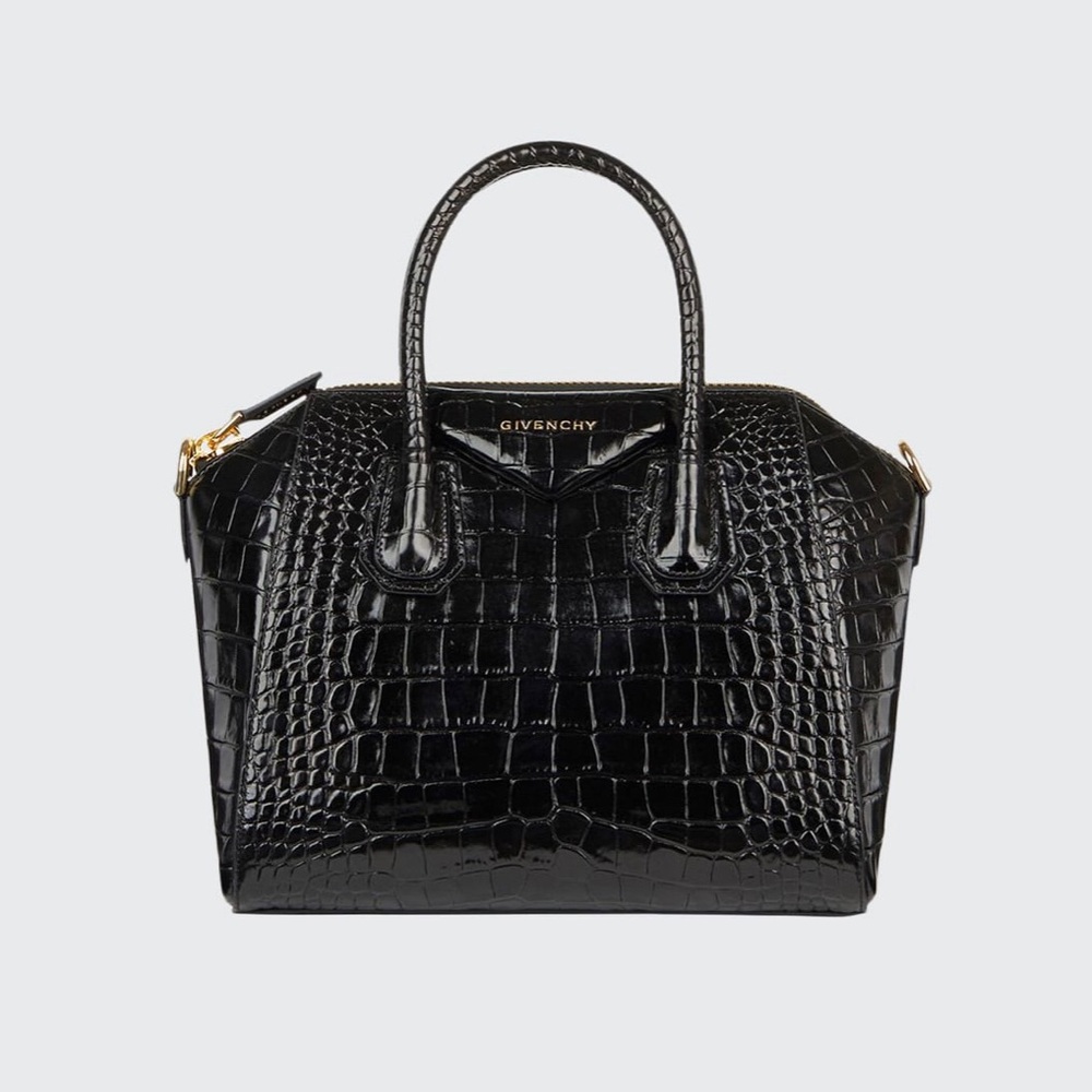 Givenchy Antigona Small Croc-Embossed Satchel Bag